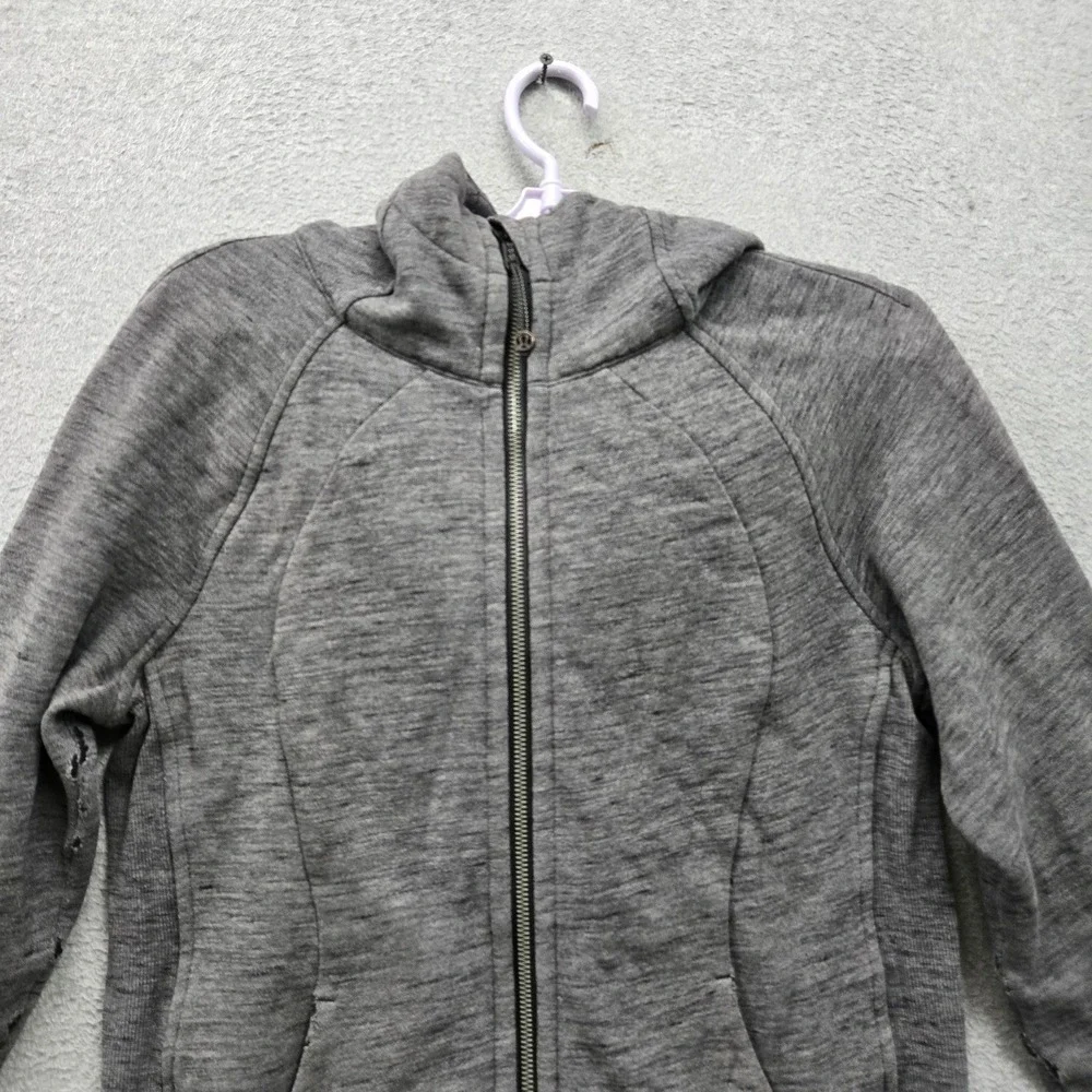 Lululemon Women Jacket 8 Gray Scuba Full Zip Hoodie READ